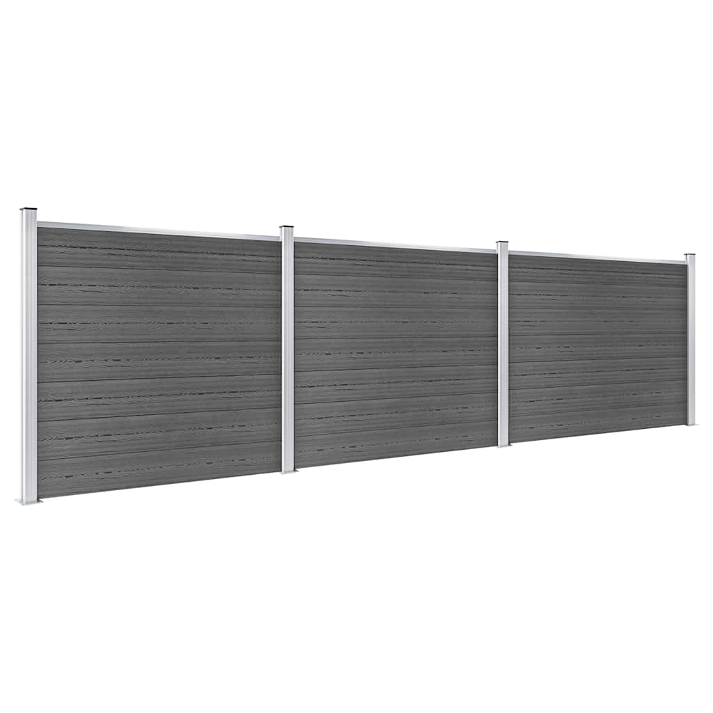 Conjunto painel de cerca 526x146 cm wpc preto