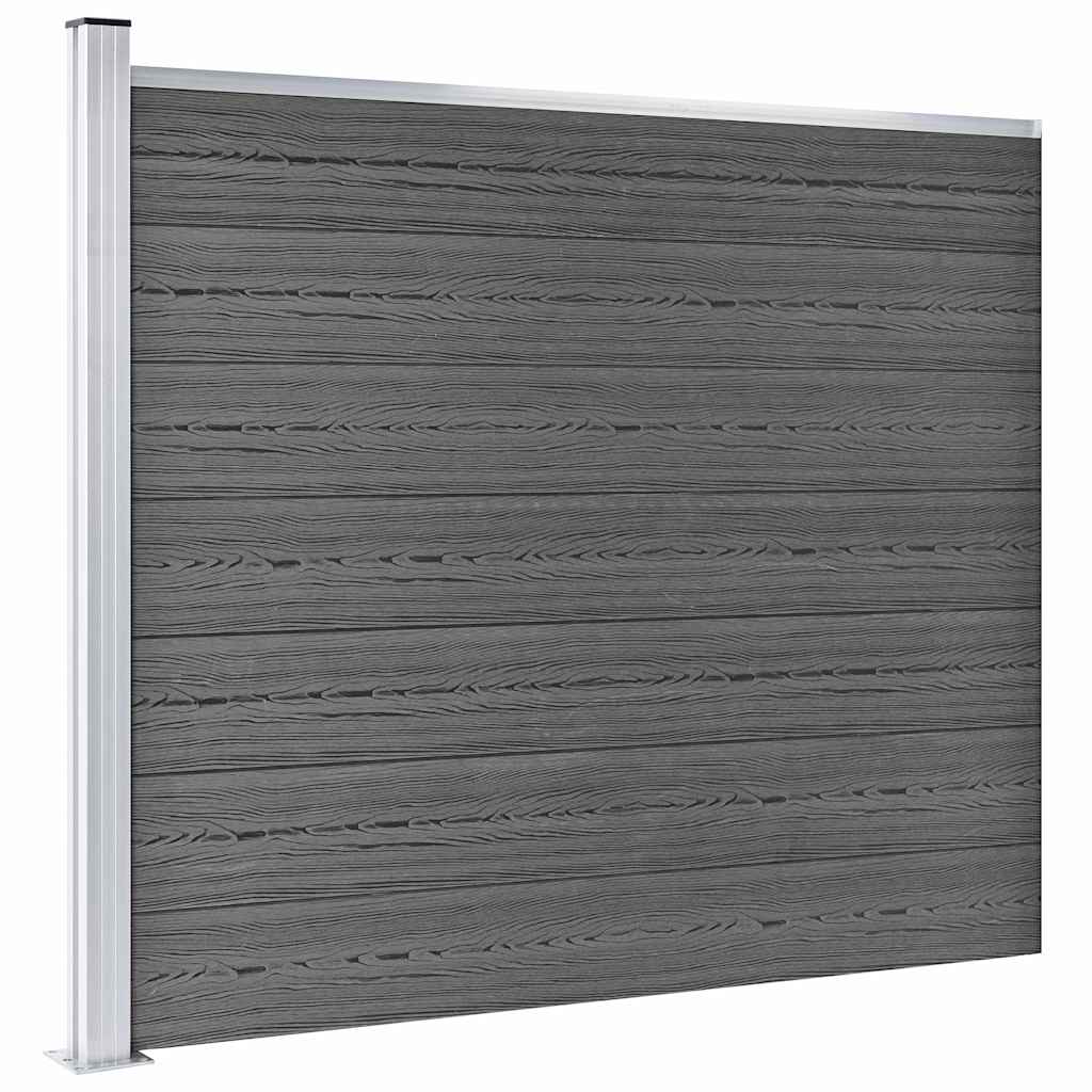 Conjunto painel de cerca 526x146 cm wpc preto
