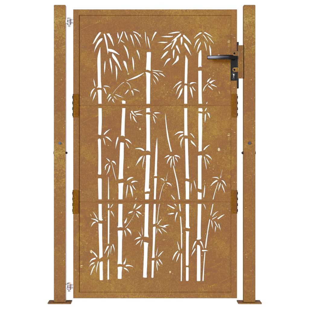 Portão de jardim 100x125 cm aço corten design bambu