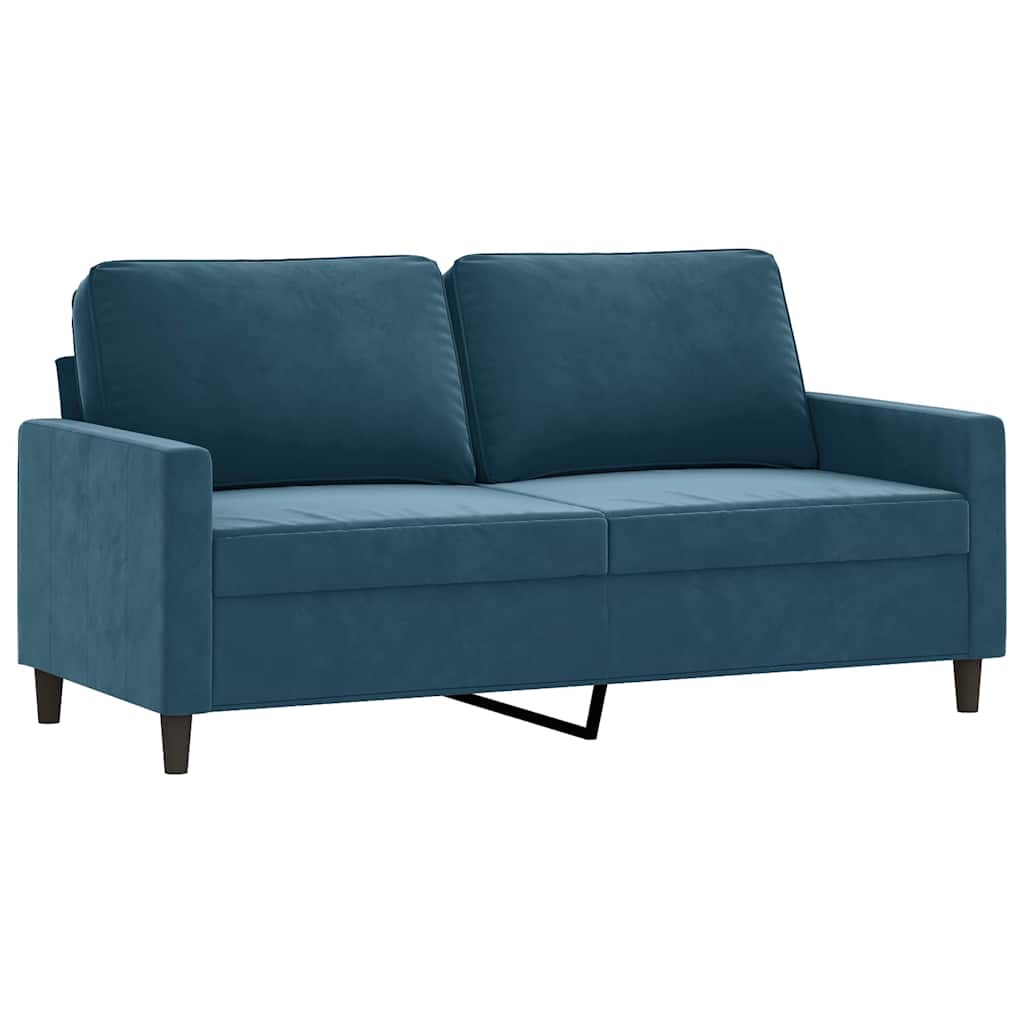 2 Pcs conjunto de sofás com almofadões veludo azul
