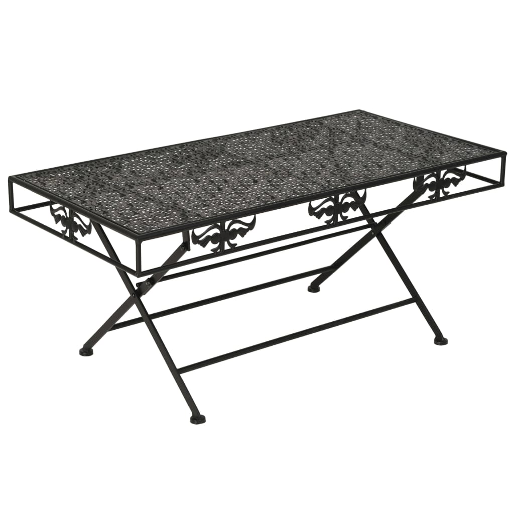 Mesa de centro dobrável estilo vintage metal 100x50x45 cm preto