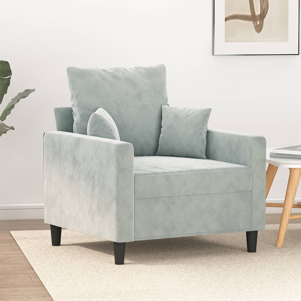 Poltrona 60 cm veludo cinzento-claro