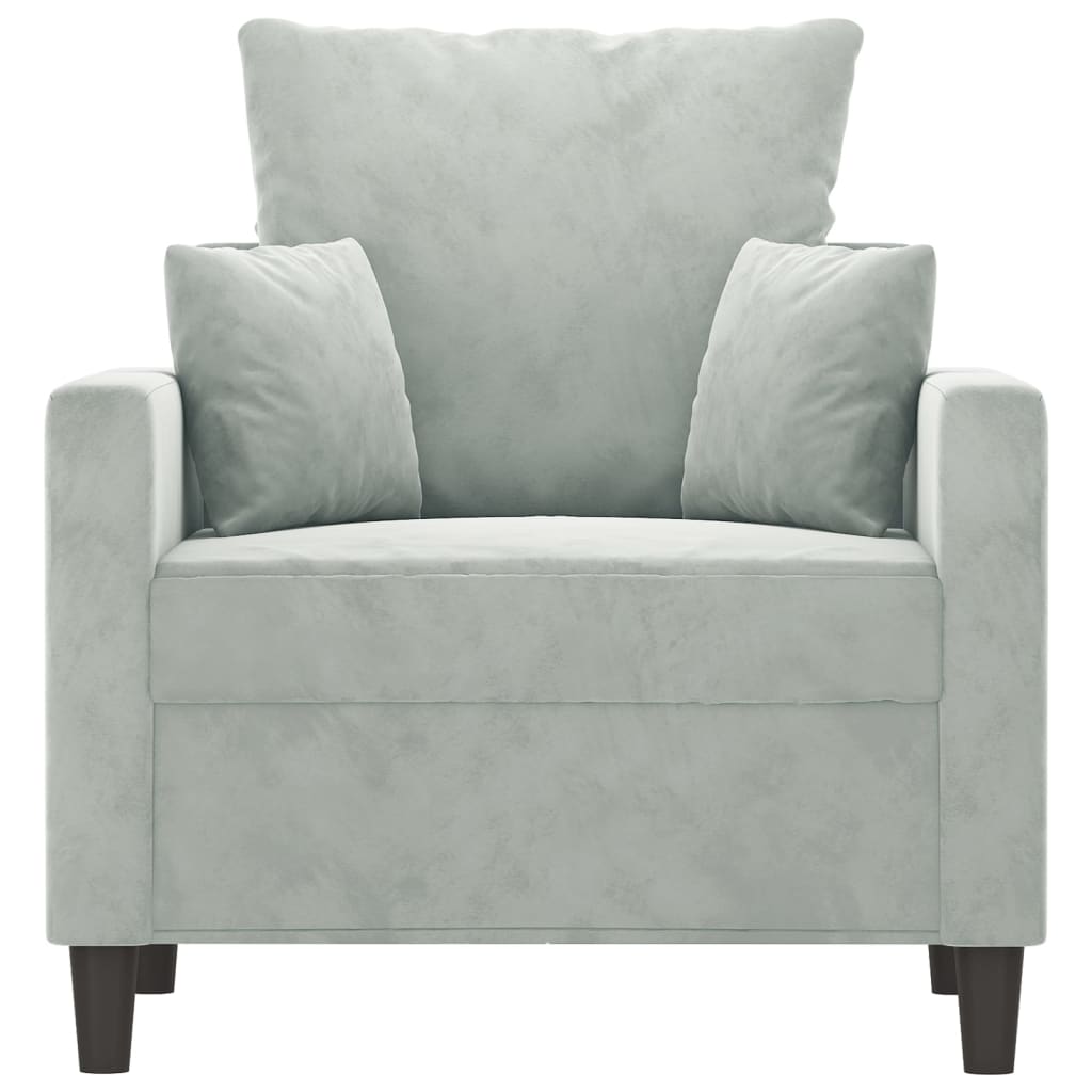Poltrona 60 cm veludo cinzento-claro