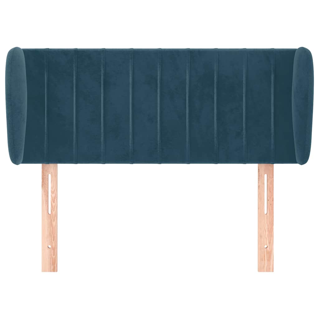 Cabeceira de cama c/ abas veludo 93x23x78/88 cm azul-escuro