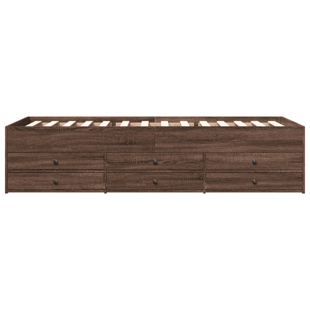 Sofá-cama com gavetas sem colchão 90x200 cm carvalho castanho