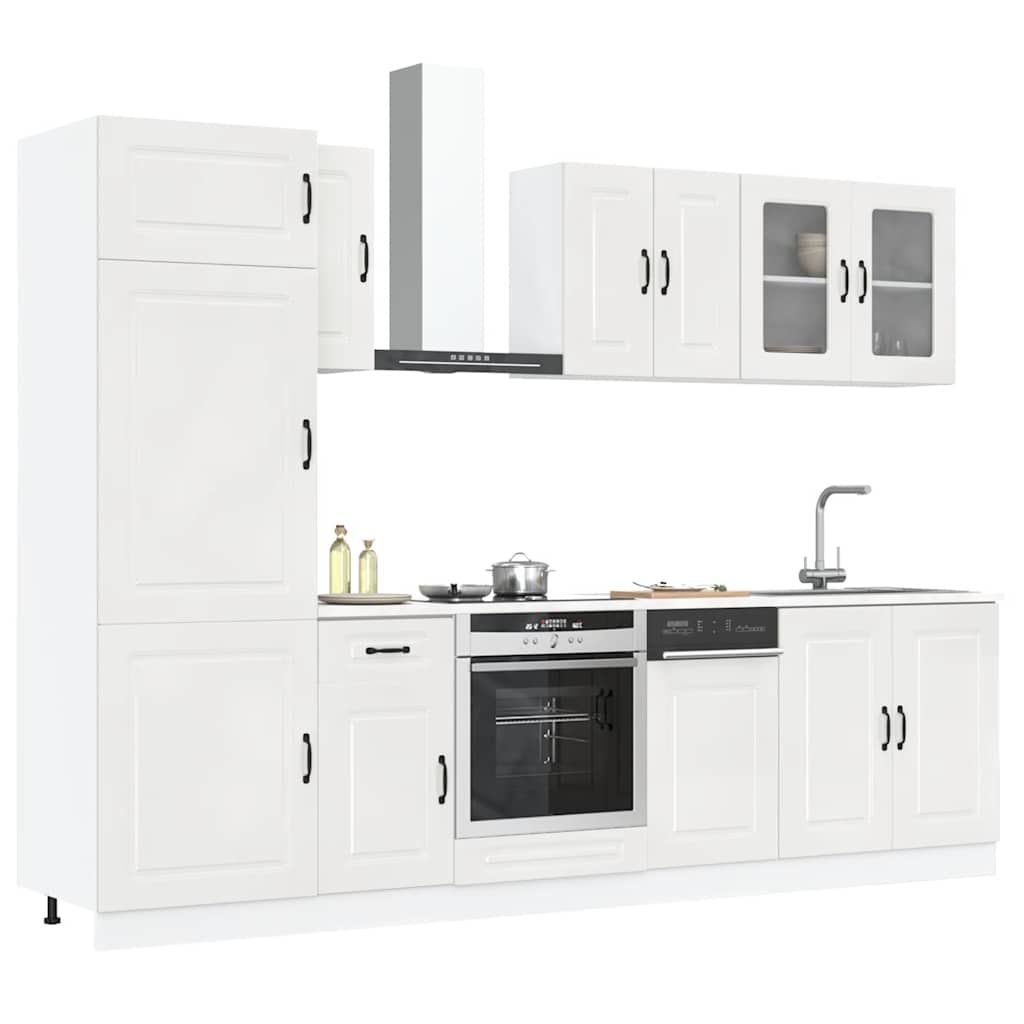 8 Peças armário de cozinha conjunto kalmar branco brilhante