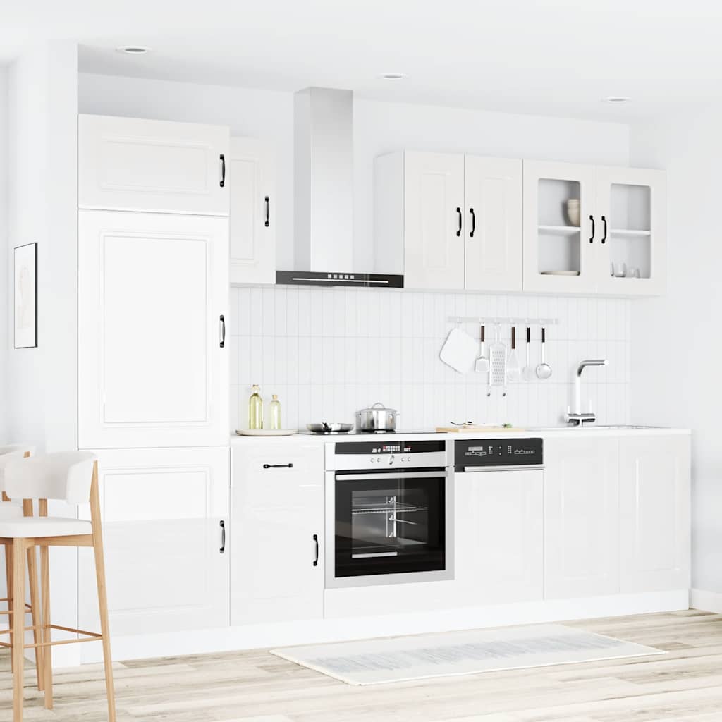 8 Peças armário de cozinha conjunto kalmar branco brilhante