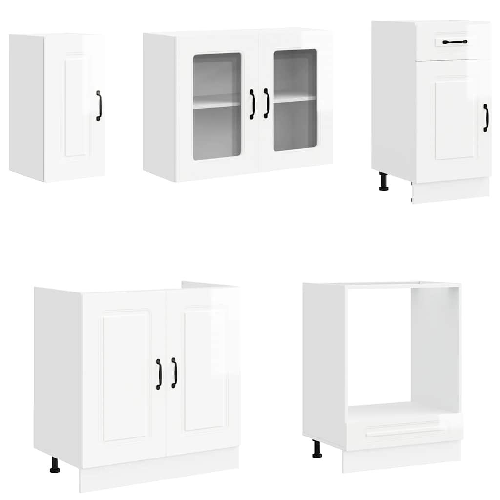 8 Peças armário de cozinha conjunto kalmar branco brilhante