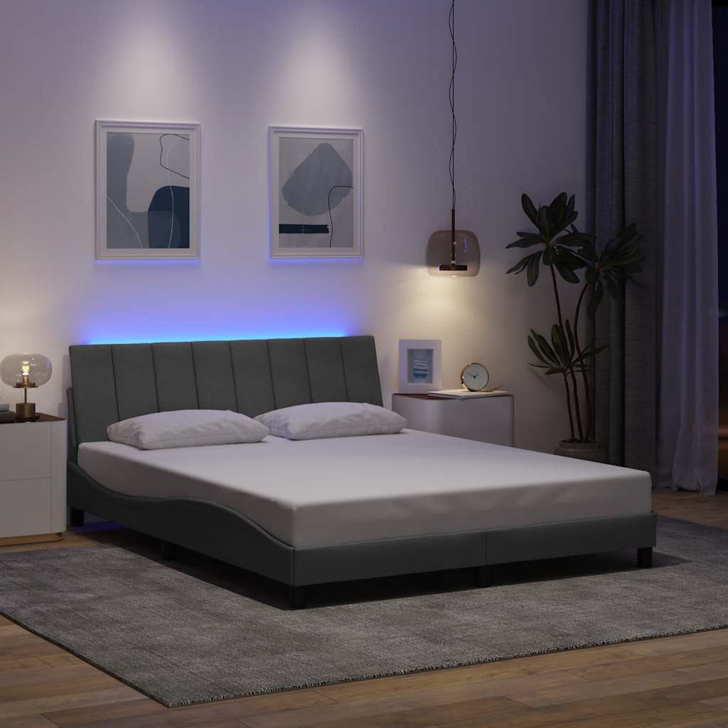 Estrutura de cama sem colchão hanko 160x200 cm tecido cinzento-claro