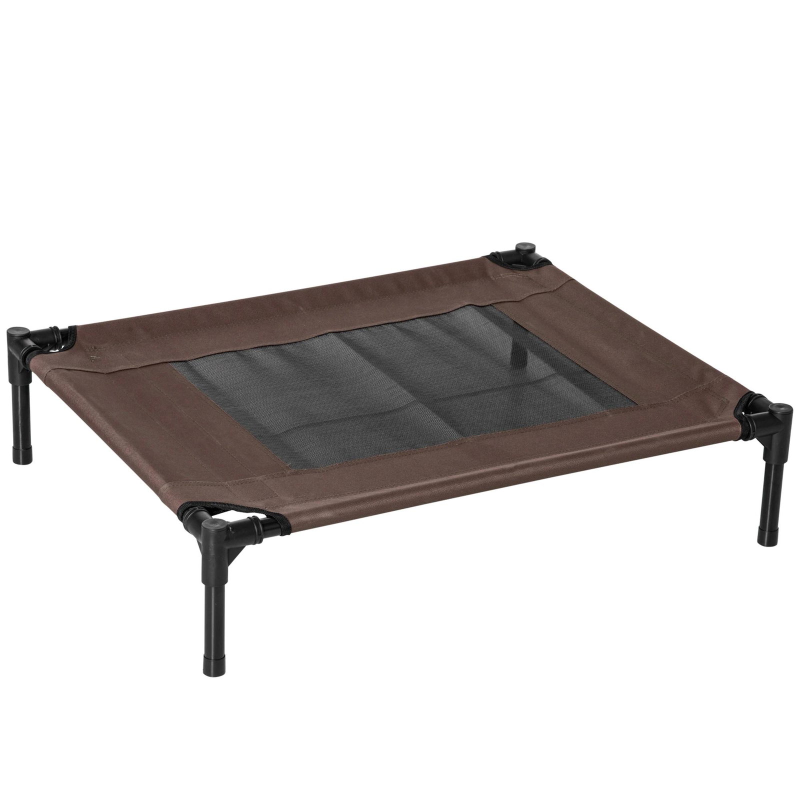 Cama para Animais de Estimação Cama Elevada para Cães Gatos Portátil Tecido Transpirável para Exterior Interior 76x61x18cm Marro