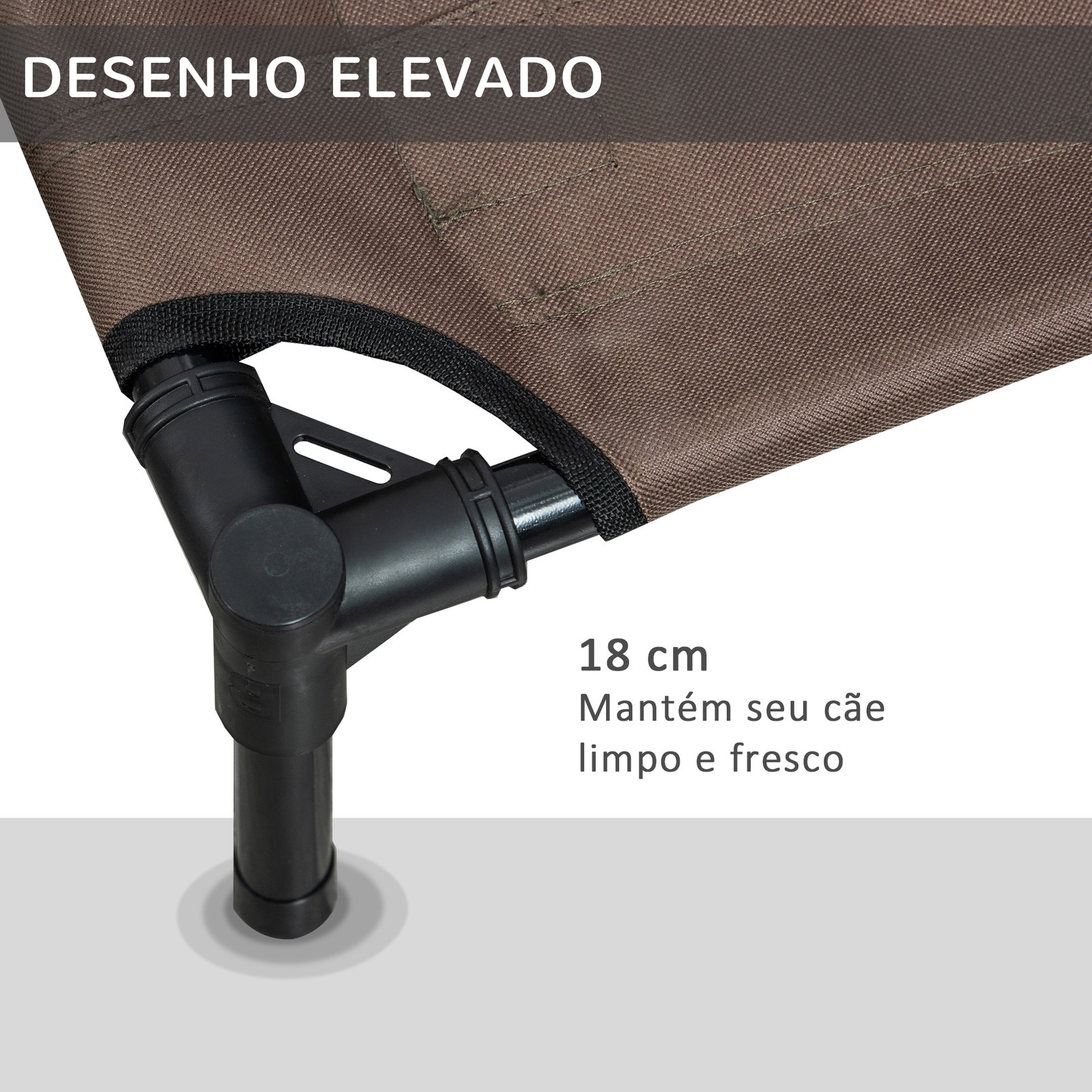 Cama para Animais de Estimação Cama Elevada para Cães Gatos Portátil Tecido Transpirável para Exterior Interior 76x61x18cm Marro