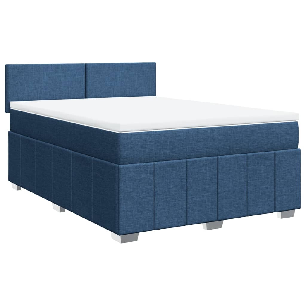 Cama com molas/colchão 140x200 cm tecido azul