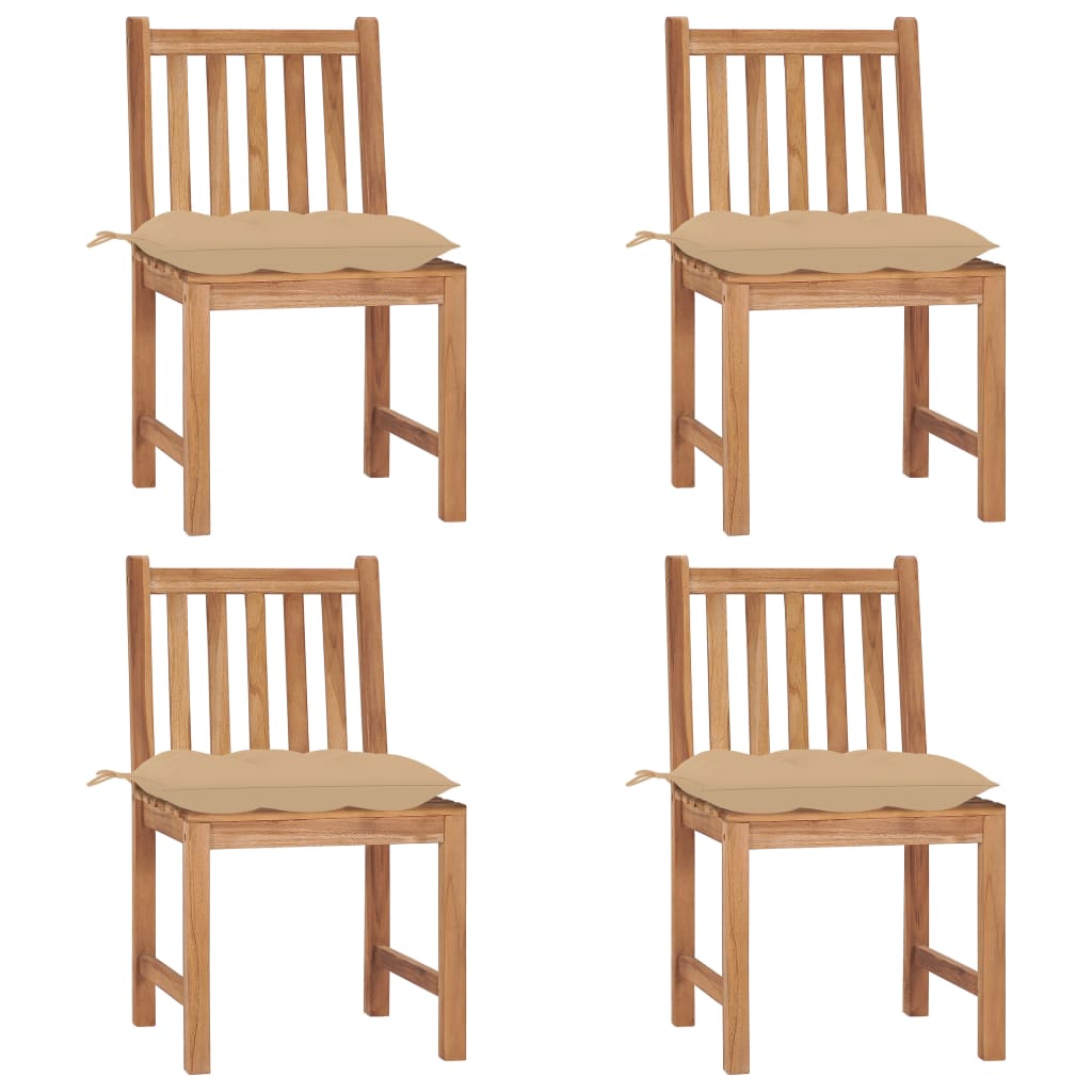 Cadeiras de jardim c/ almofadões 4 pcs madeira de teca maciça