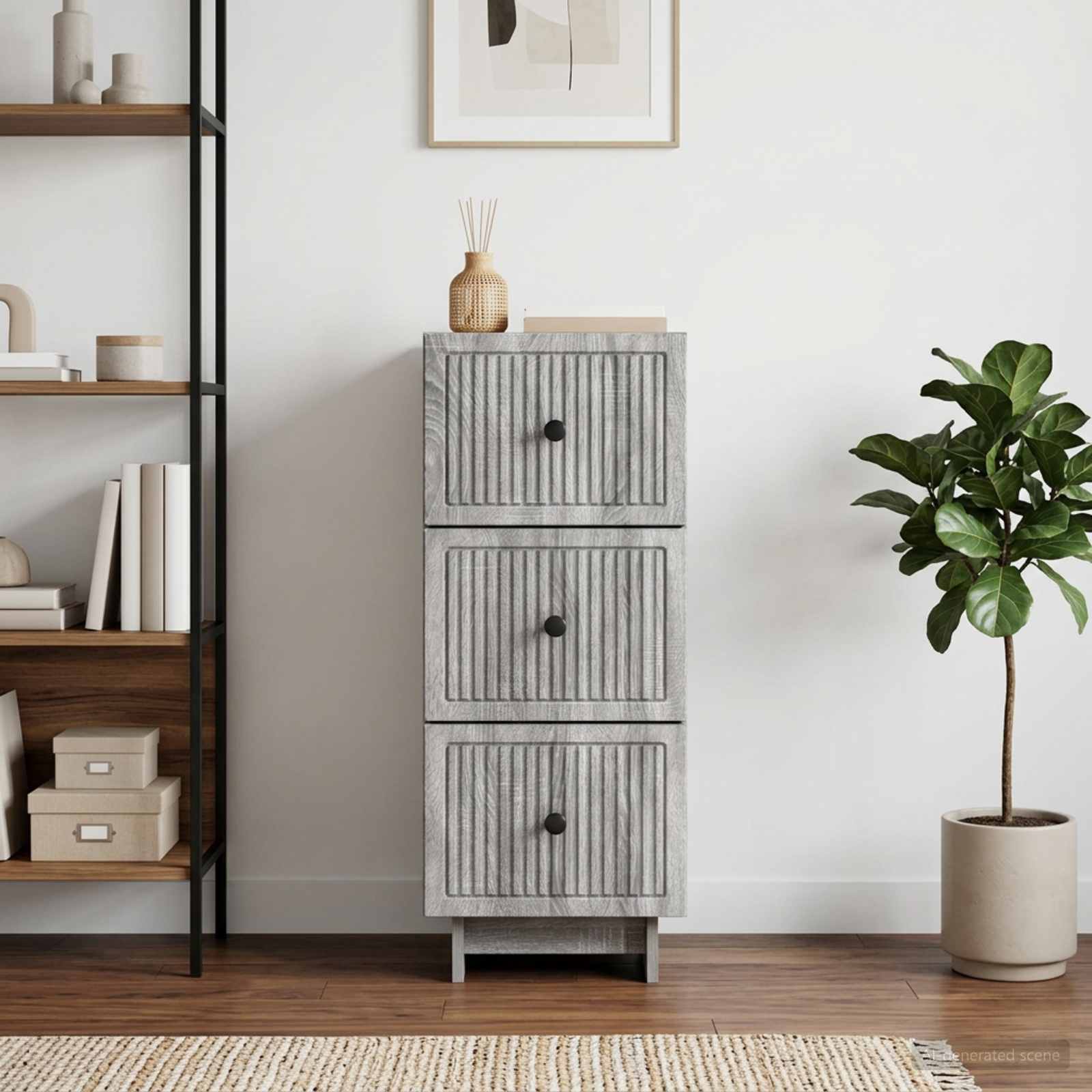 Gabinete de gavetas sonoma cinzento 33 x 34,5 x 90 cm