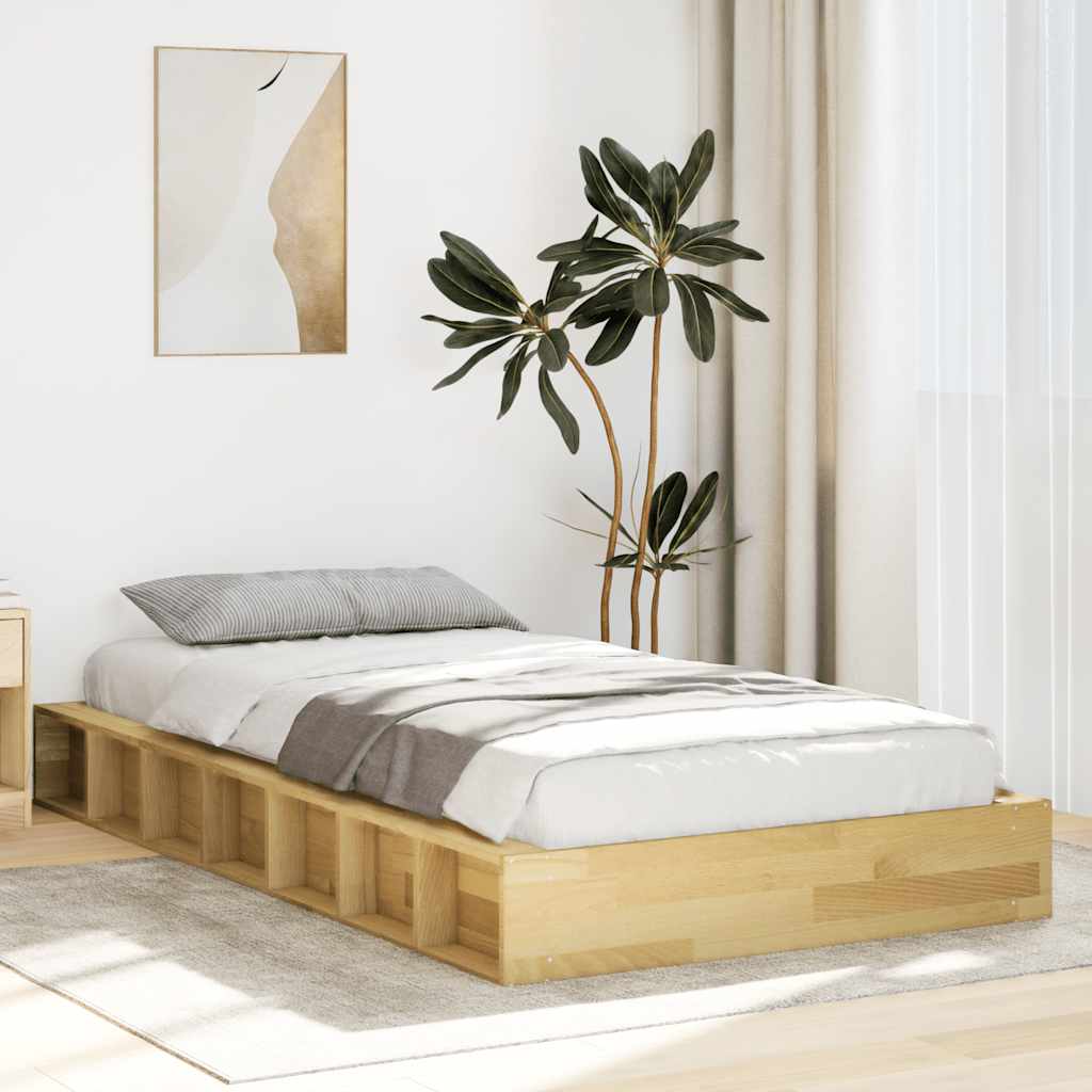 Estrutura de cama sem colchão 75x190 cm carvalho de maciça