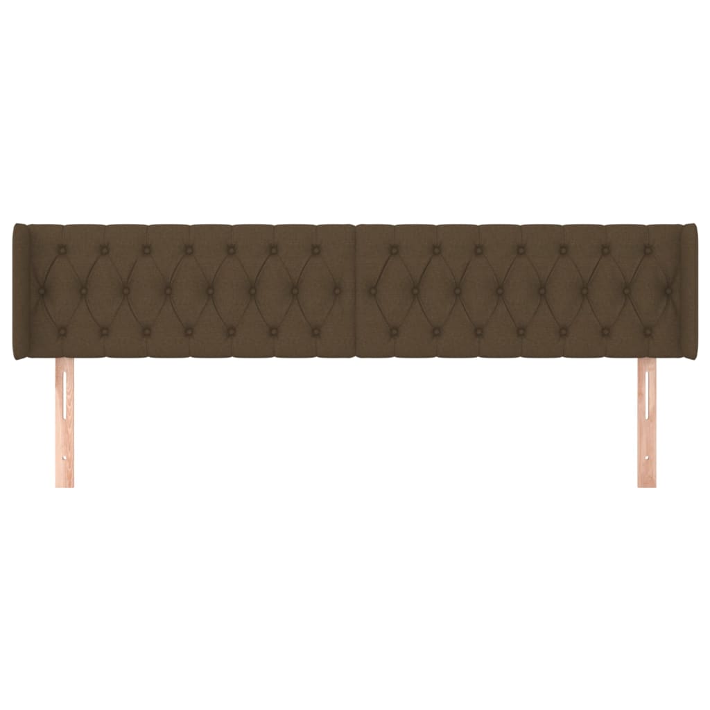 Cabeceira de cama c/ abas tecido 203x16x78/88cm castanho-escuro