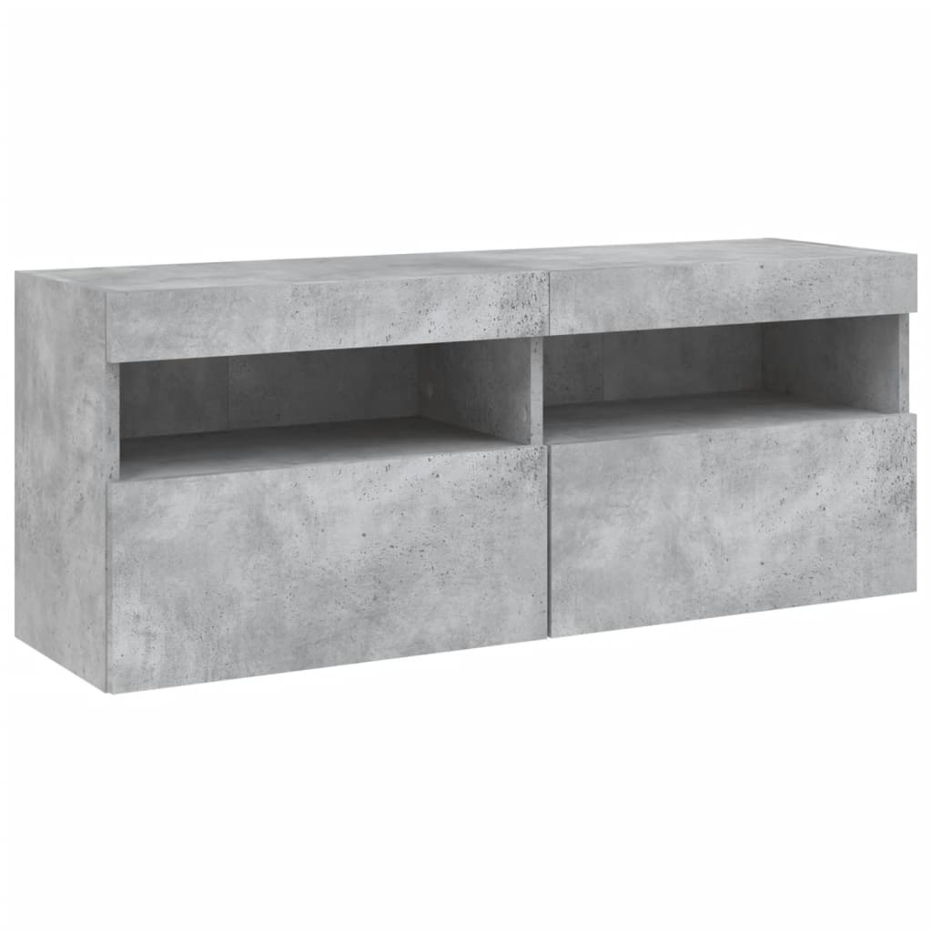 Móvel de parede p/ TV c/ luzes LED 100x30x40 cm cinza cimento