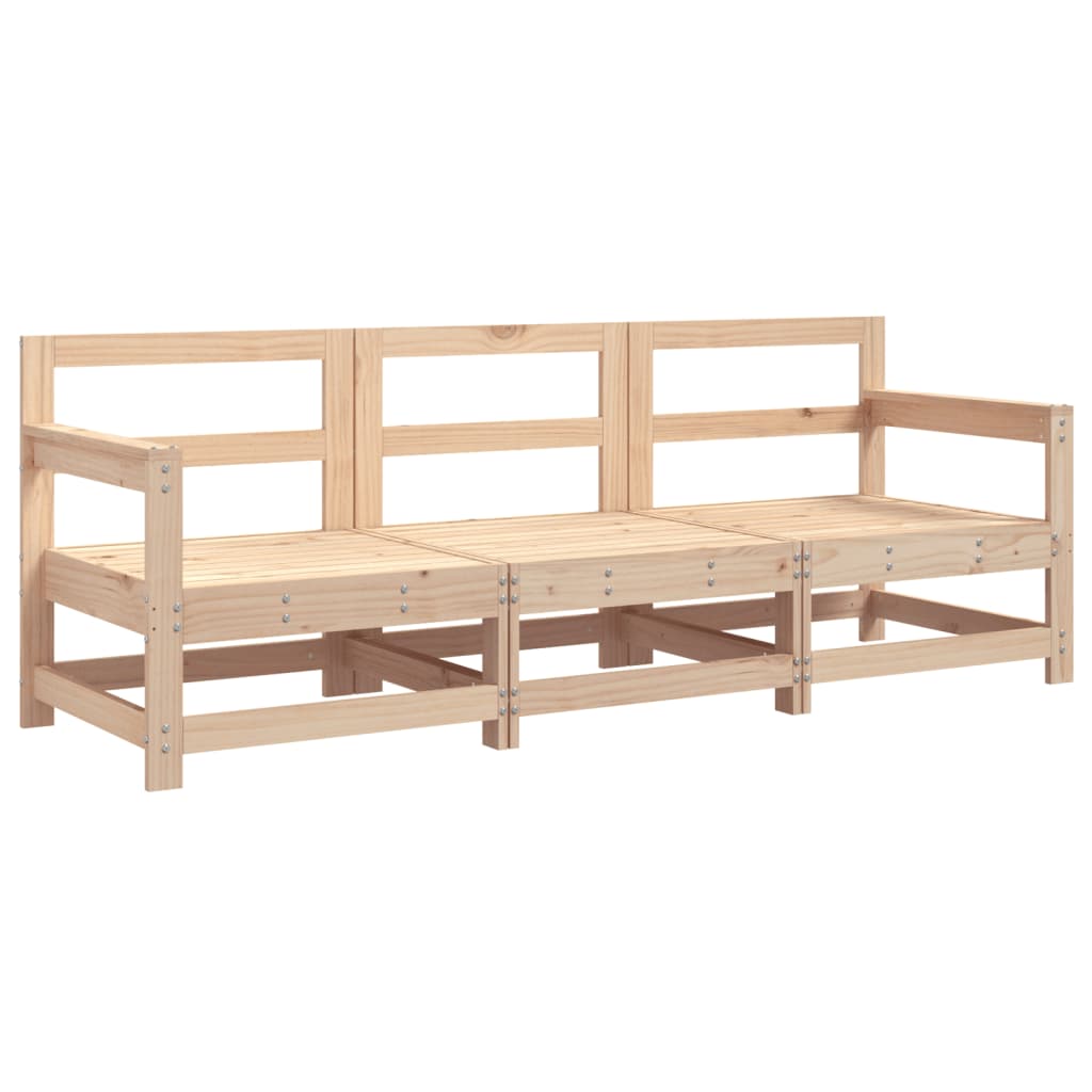3 Pcs conjunto lounge de jardim madeira de pinho maciça
