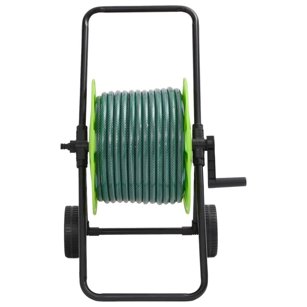 Carrinho enrolador com mangueira de 30 m PVC verde