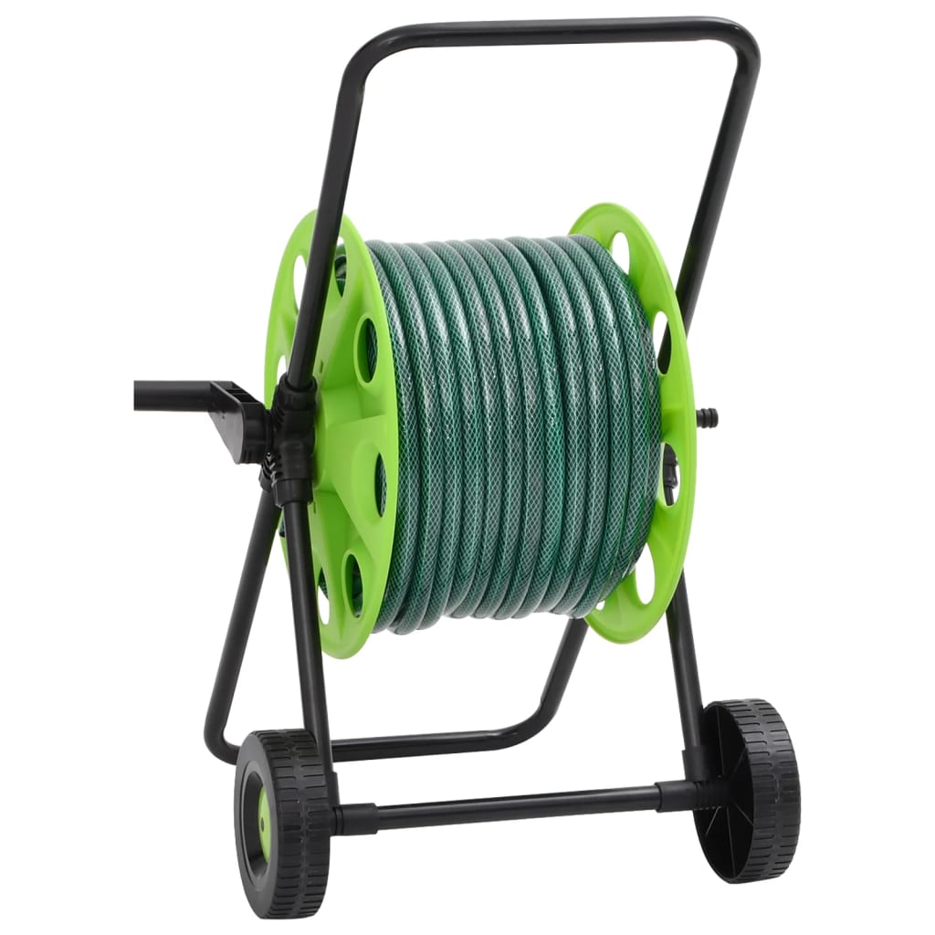 Carrinho enrolador com mangueira de 30 m PVC verde