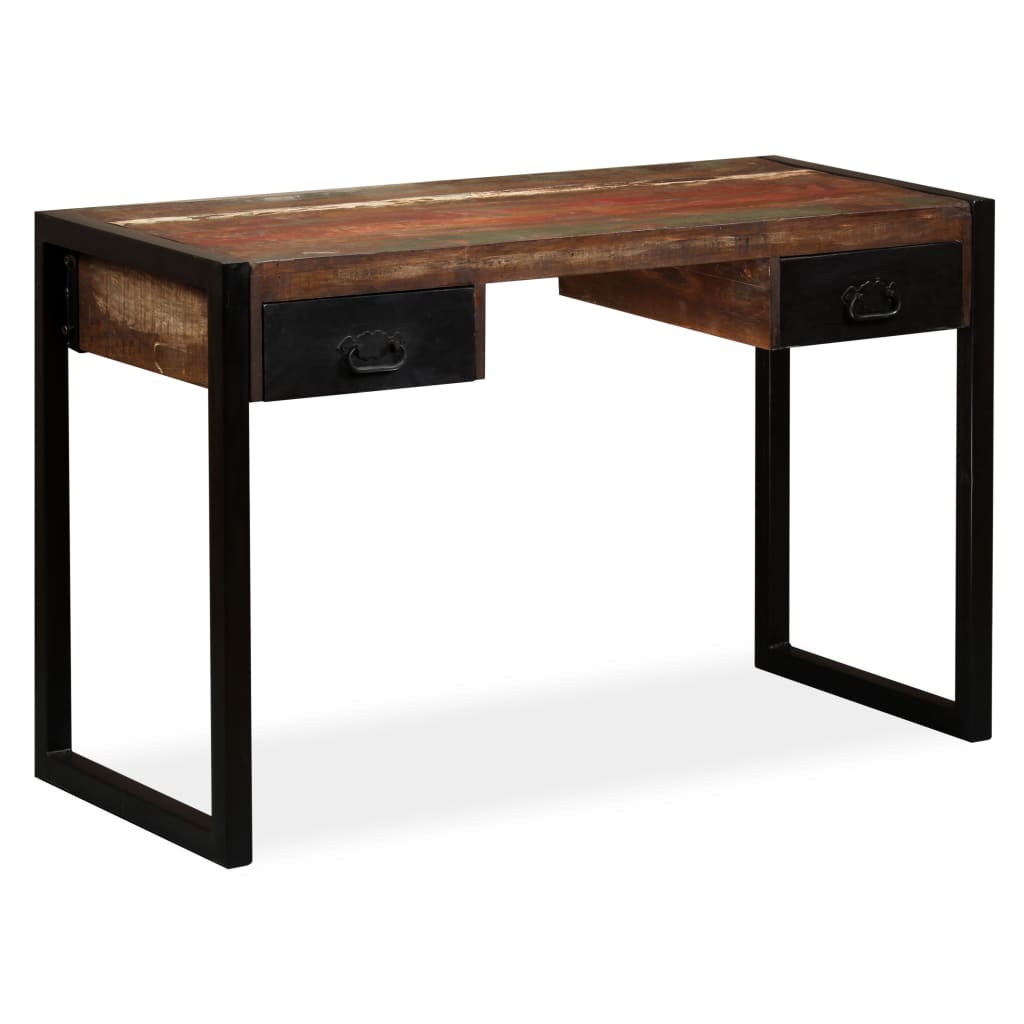 Mesa com 2 gavetas madeira recuperada maciça 120x50x76 cm