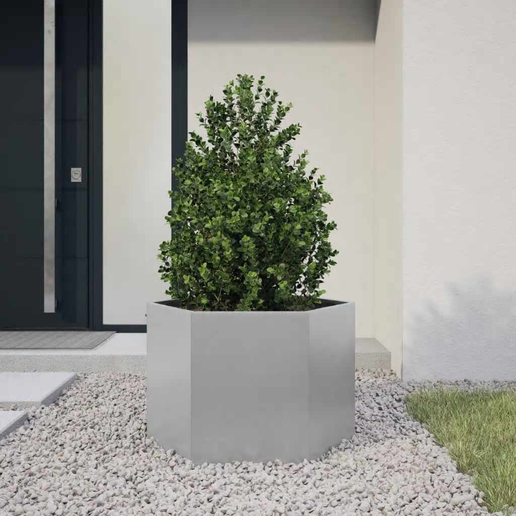 Vaso/floreira de jardim hexagonal 69x60x45 cm aço galvanizado