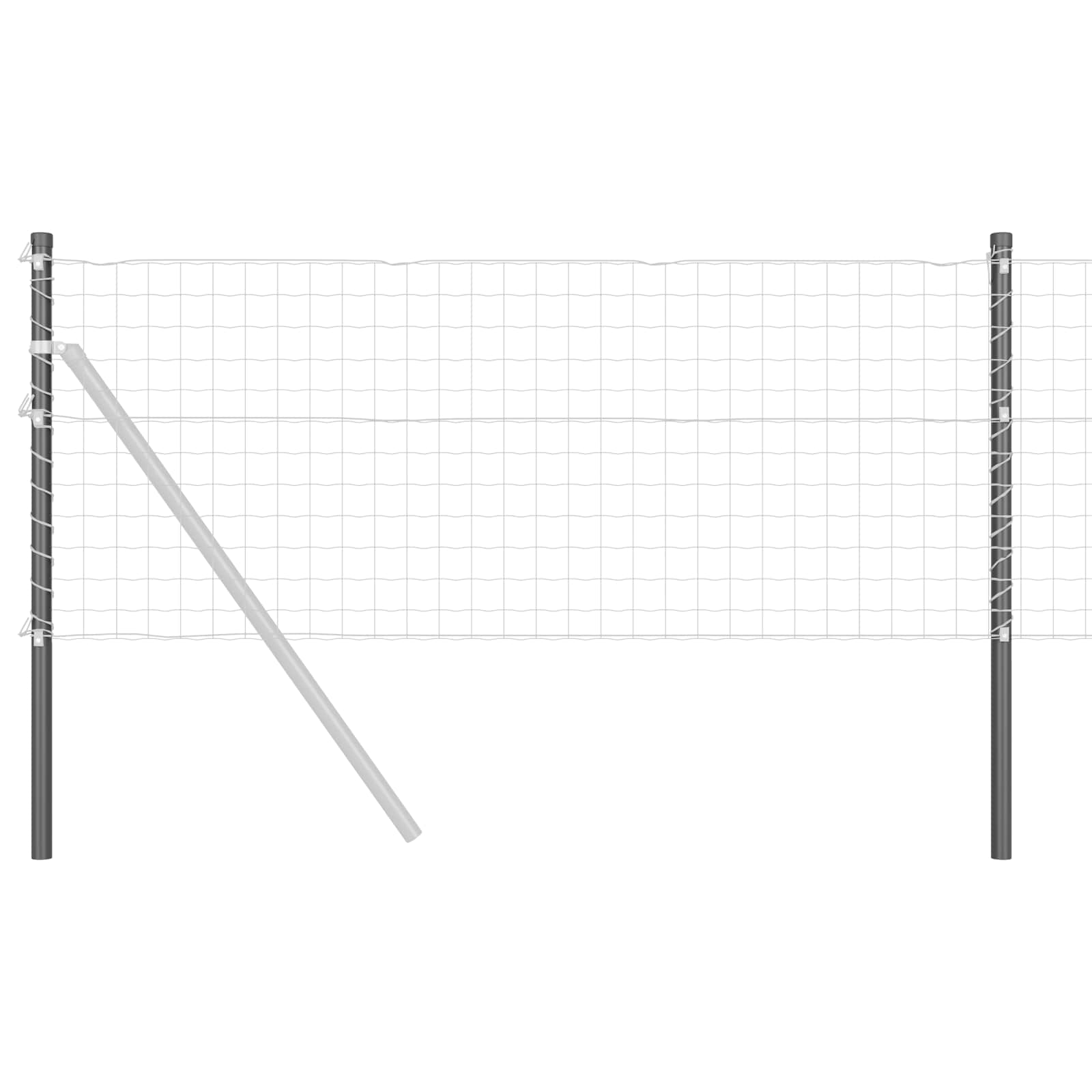 Poste de cerca 2 unid. cinzeto 90 cm aço com revestimento em pó