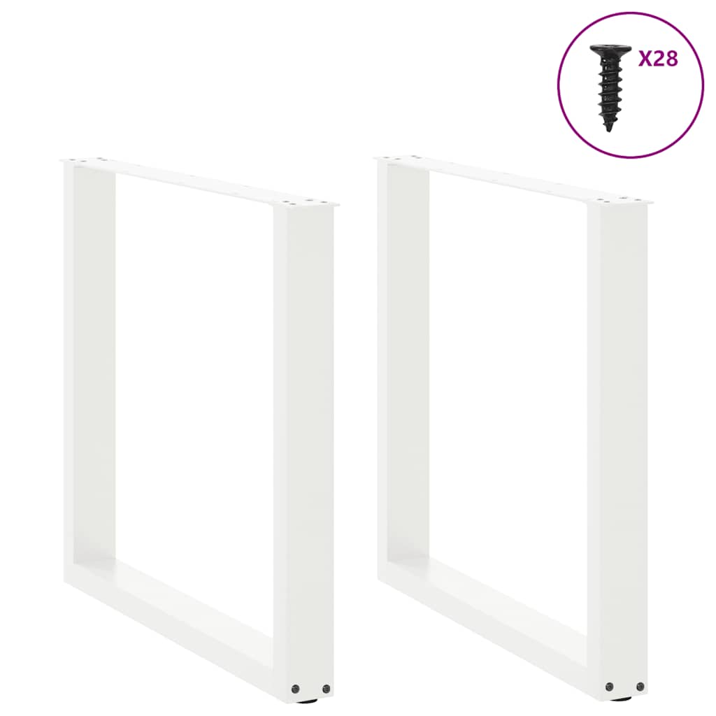 Pés de mesa de jantar em forma de u, 2 peças, branco, 80x (72-73) cm, aço