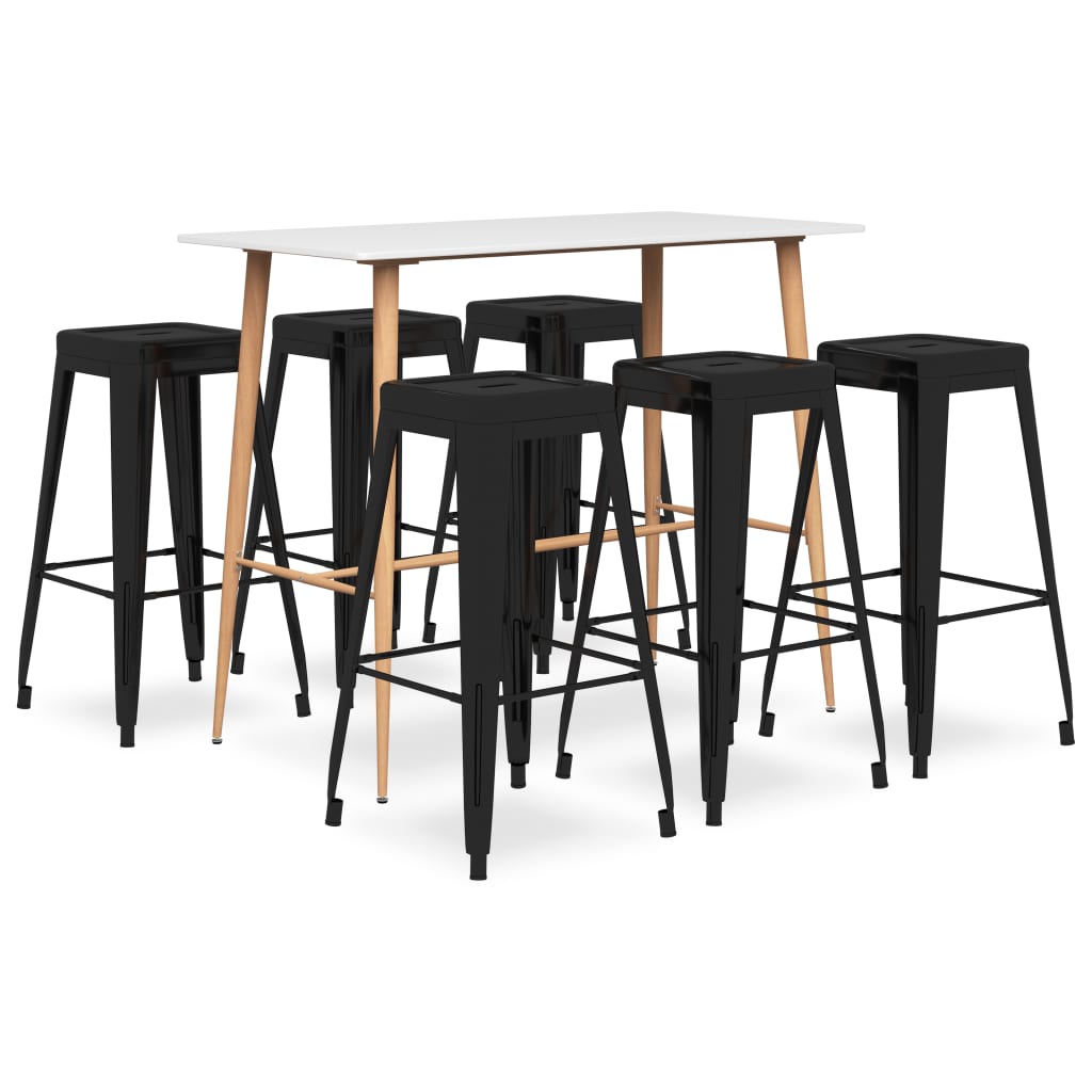 7 Pcs conjunto de bar branco e preto