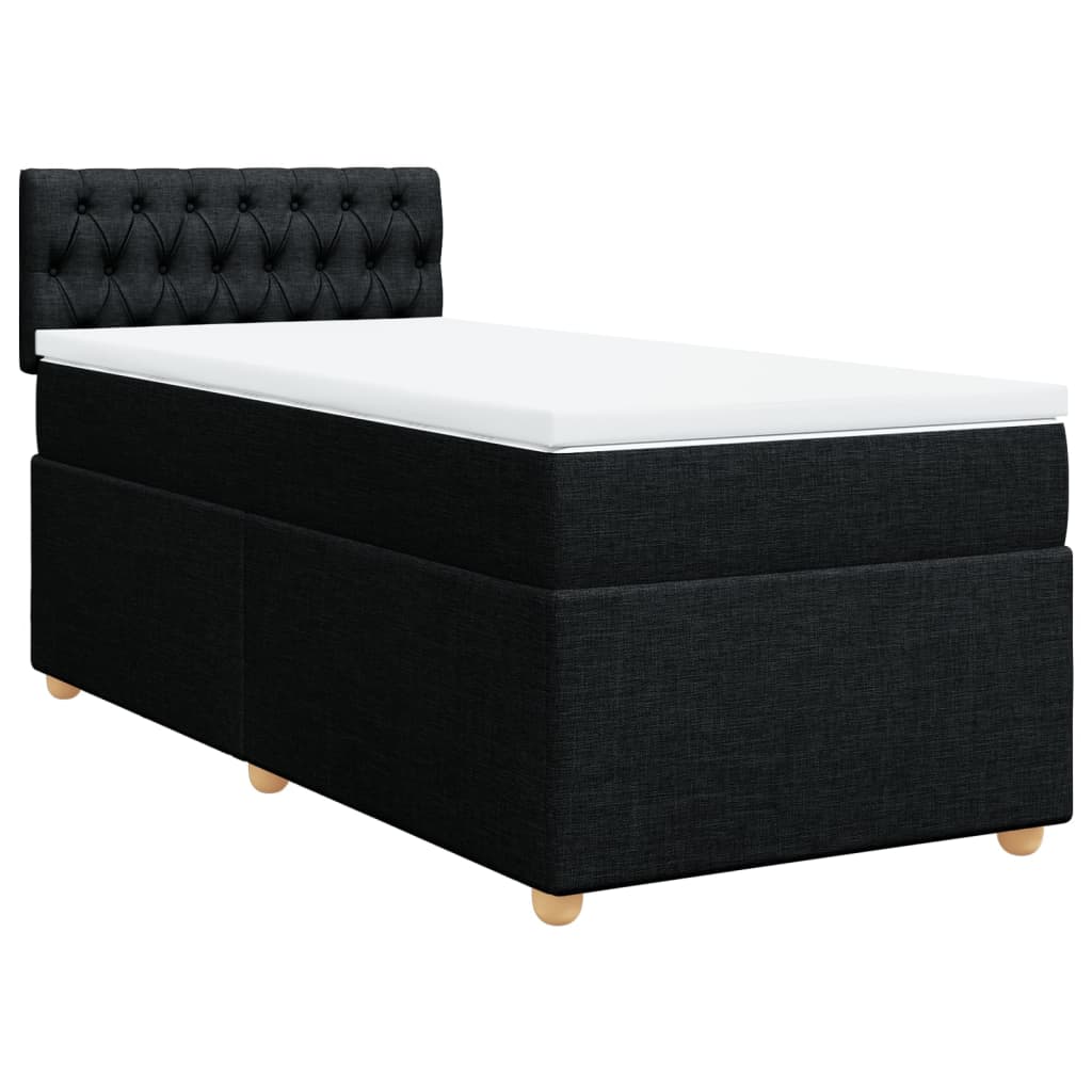 Cama com molas/colchão 90x190 cm tecido preto