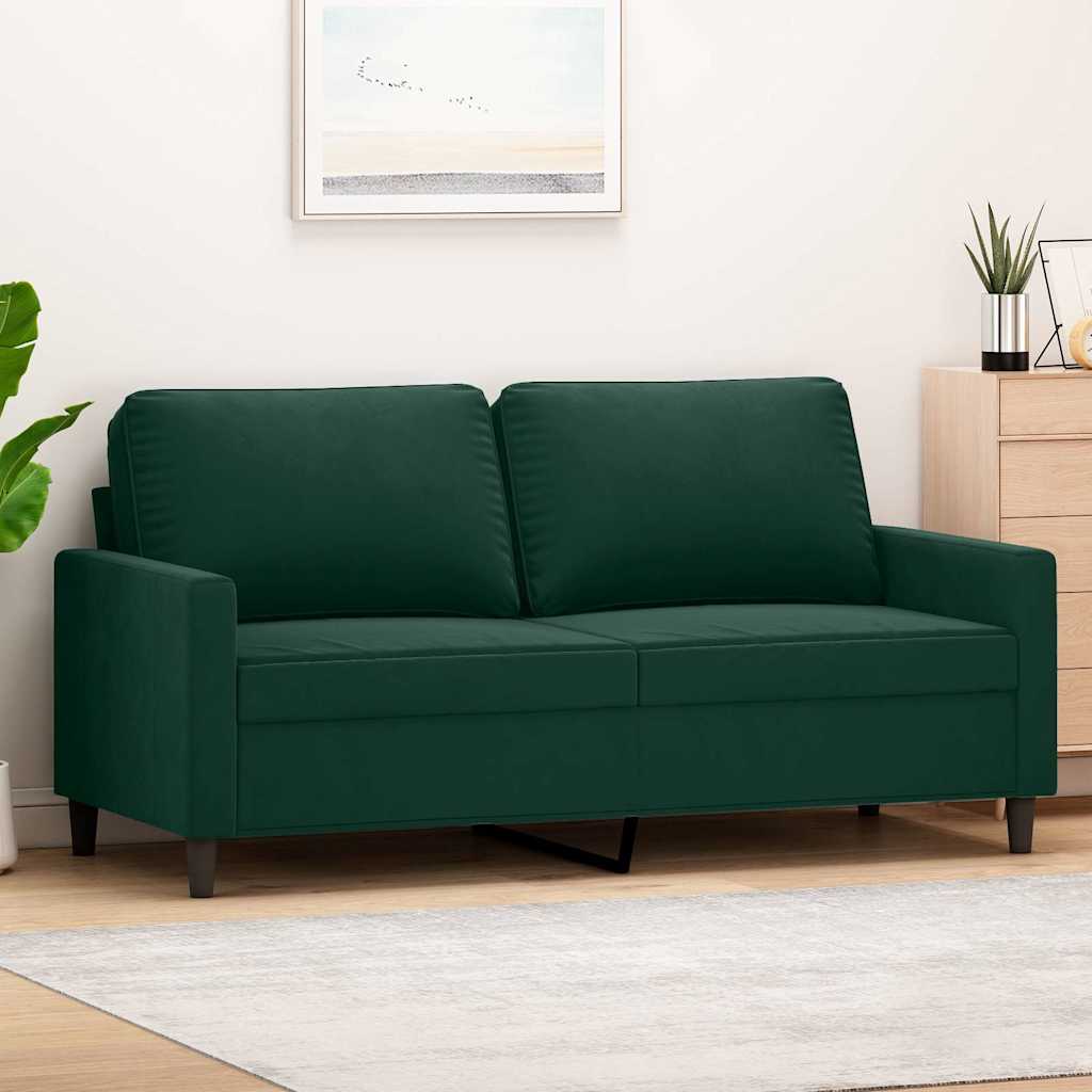 Sofá de 2 lugares 140 cm veludo verde-escuro