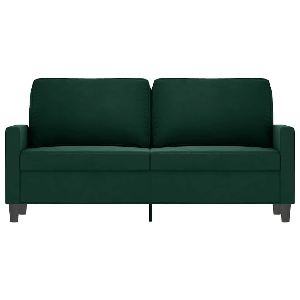 Sofá de 2 lugares 140 cm veludo verde-escuro