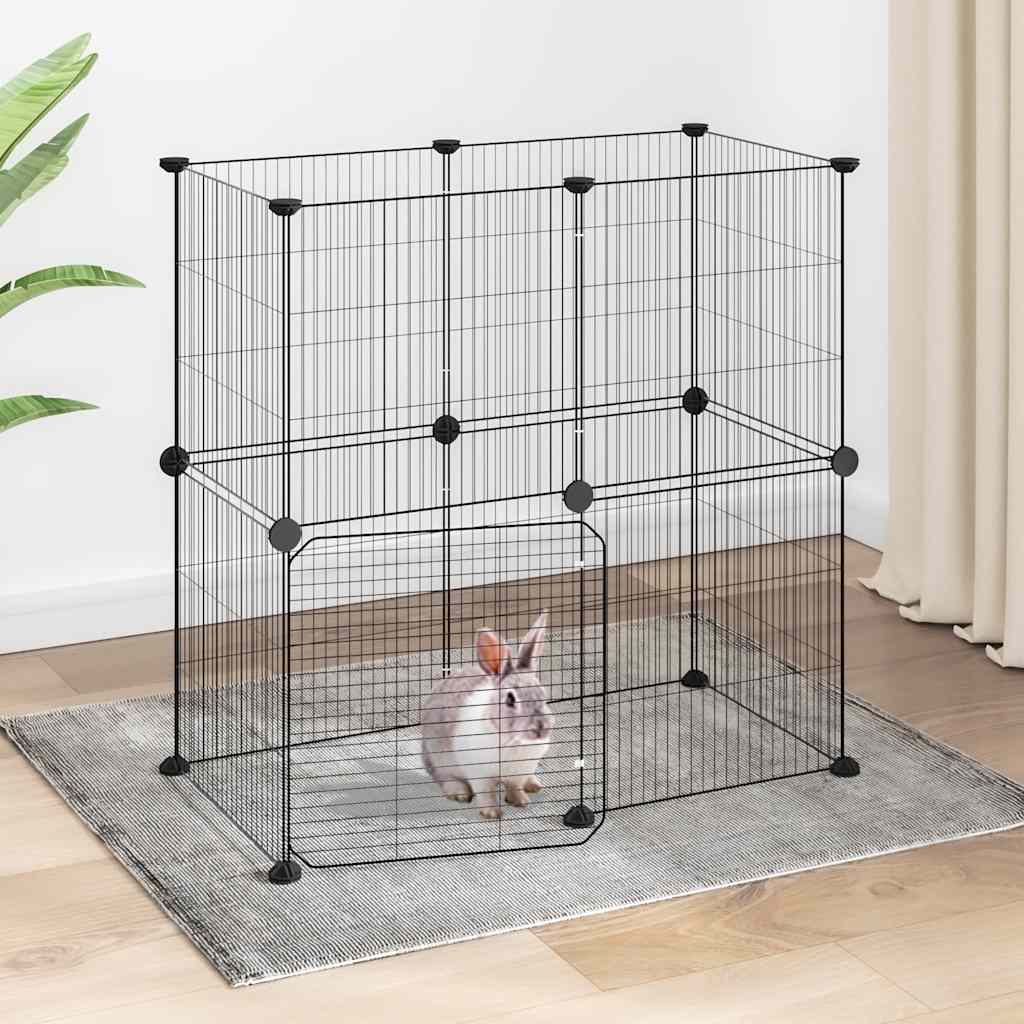 Gaiola p/ animais de 12 painéis c/porta 35x35 cm aço preto