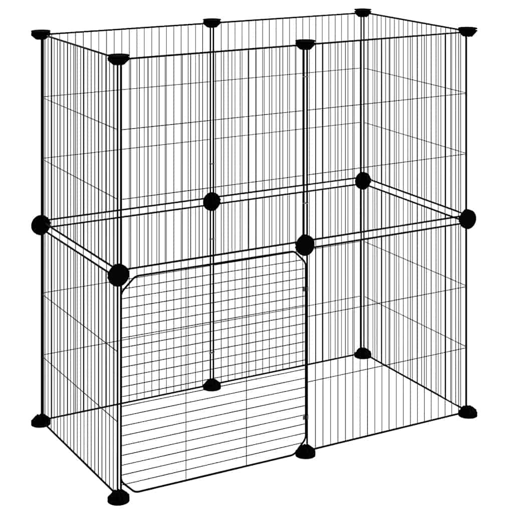 Gaiola p/ animais de 12 painéis c/porta 35x35 cm aço preto