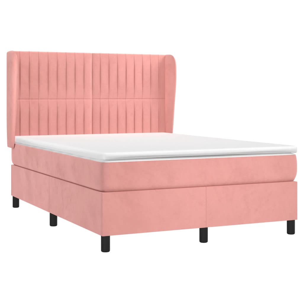 Cama com molas/colchão 140x200 cm veludo rosa