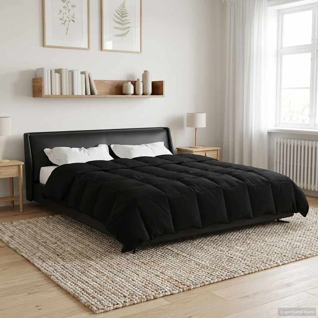Edredom de verão simples preto 200 x 220 cm microfibra