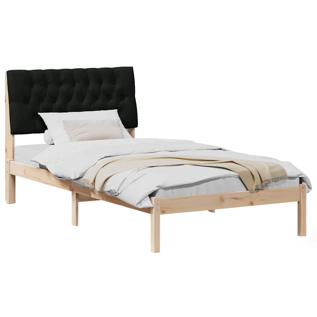 Estrutura de cama com cabeceira estofada castanho 100 x 200 cm