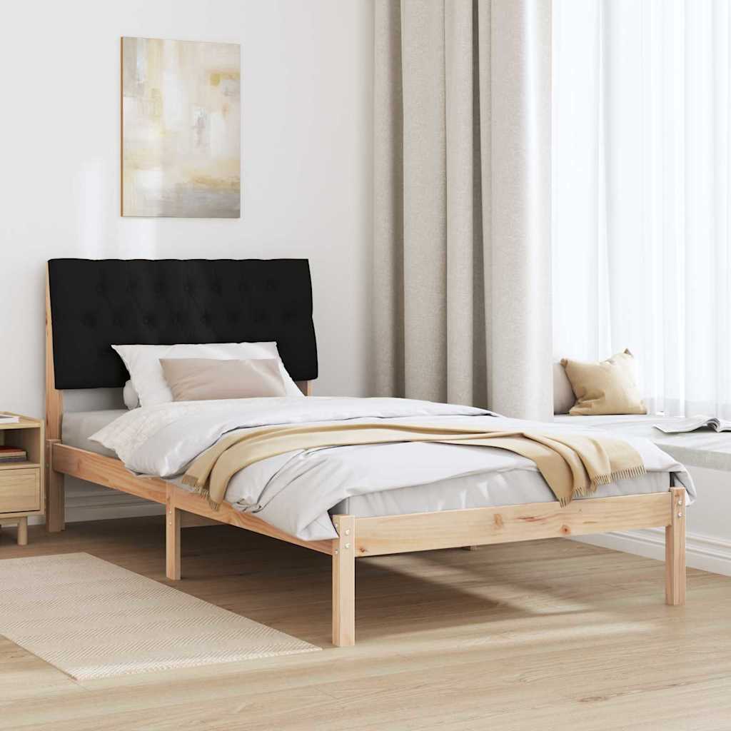 Estrutura de cama com cabeceira estofada castanho 100 x 200 cm