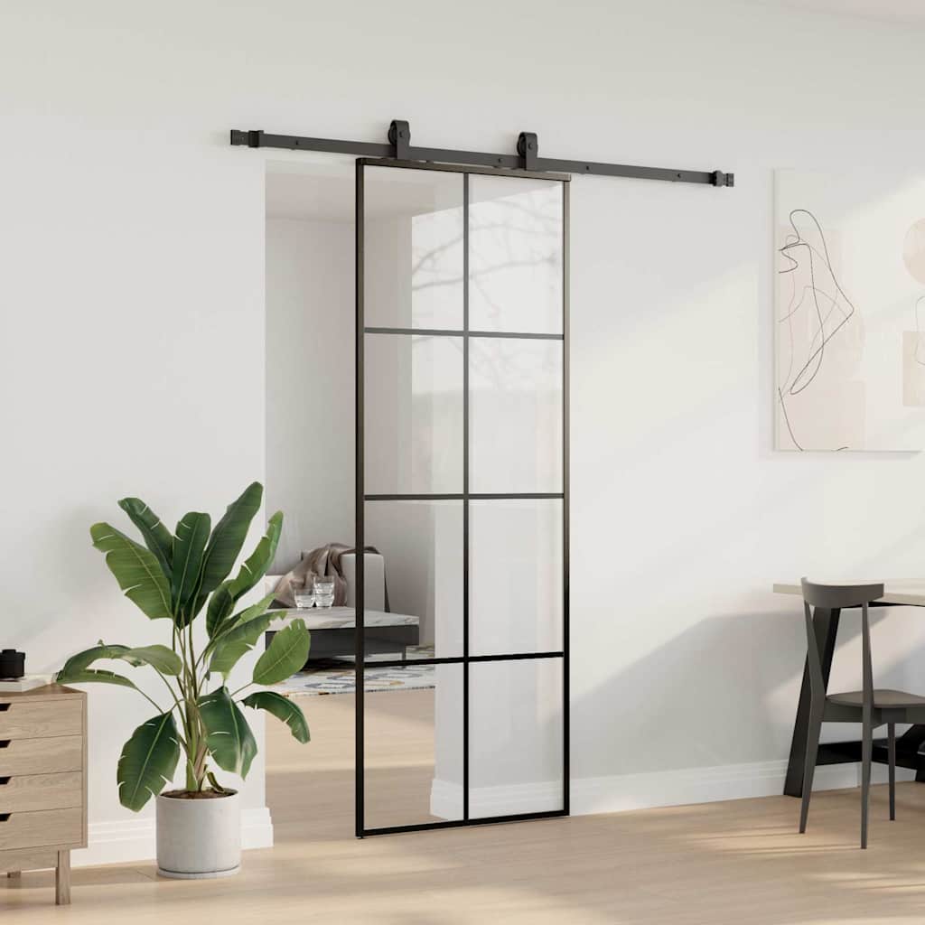 Porta deslizante c/ conj. ferragens 76x205cm vidro esg preto