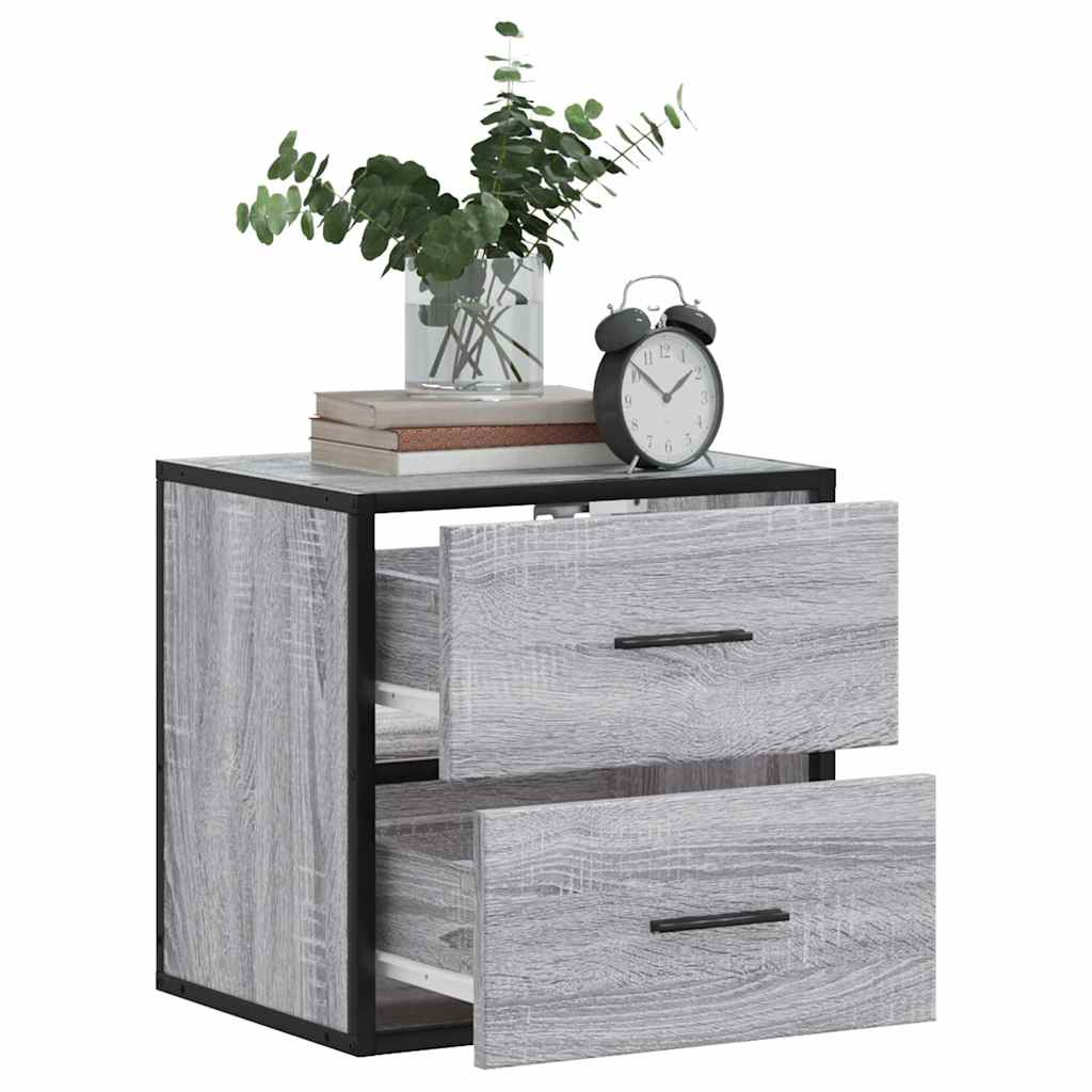 Mesa de cabeceira de parede 40x31x39,5 cm cinzento sonoma