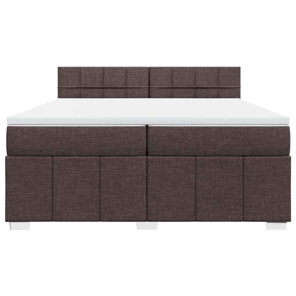 Cama com molas/colchão 200x200 cm tecido castanho-escuro