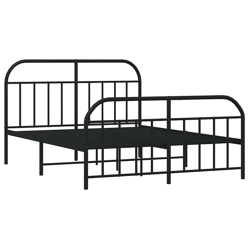 Estrutura de cama com cabeceira e pés 140x200 cm metal preto