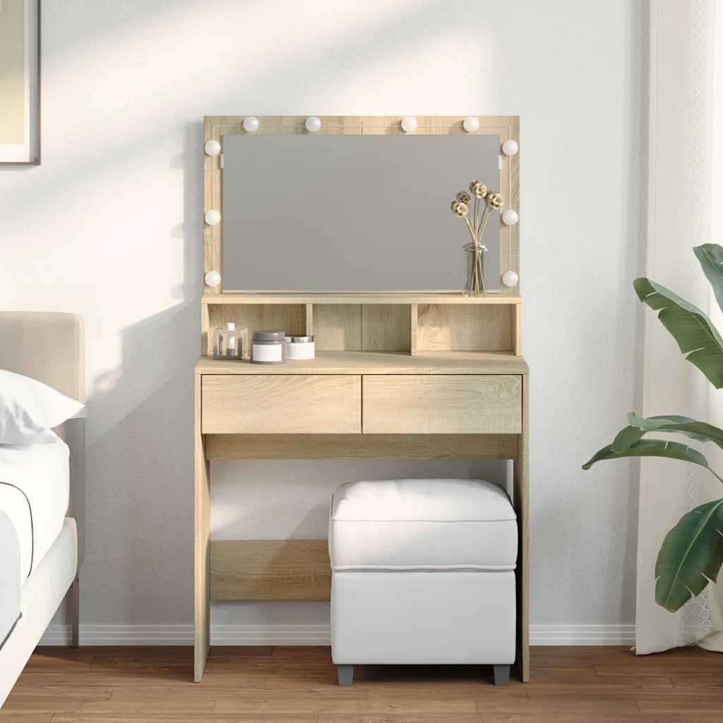 Toucador com LED 80x41x134,5 cm carvalho sonoma