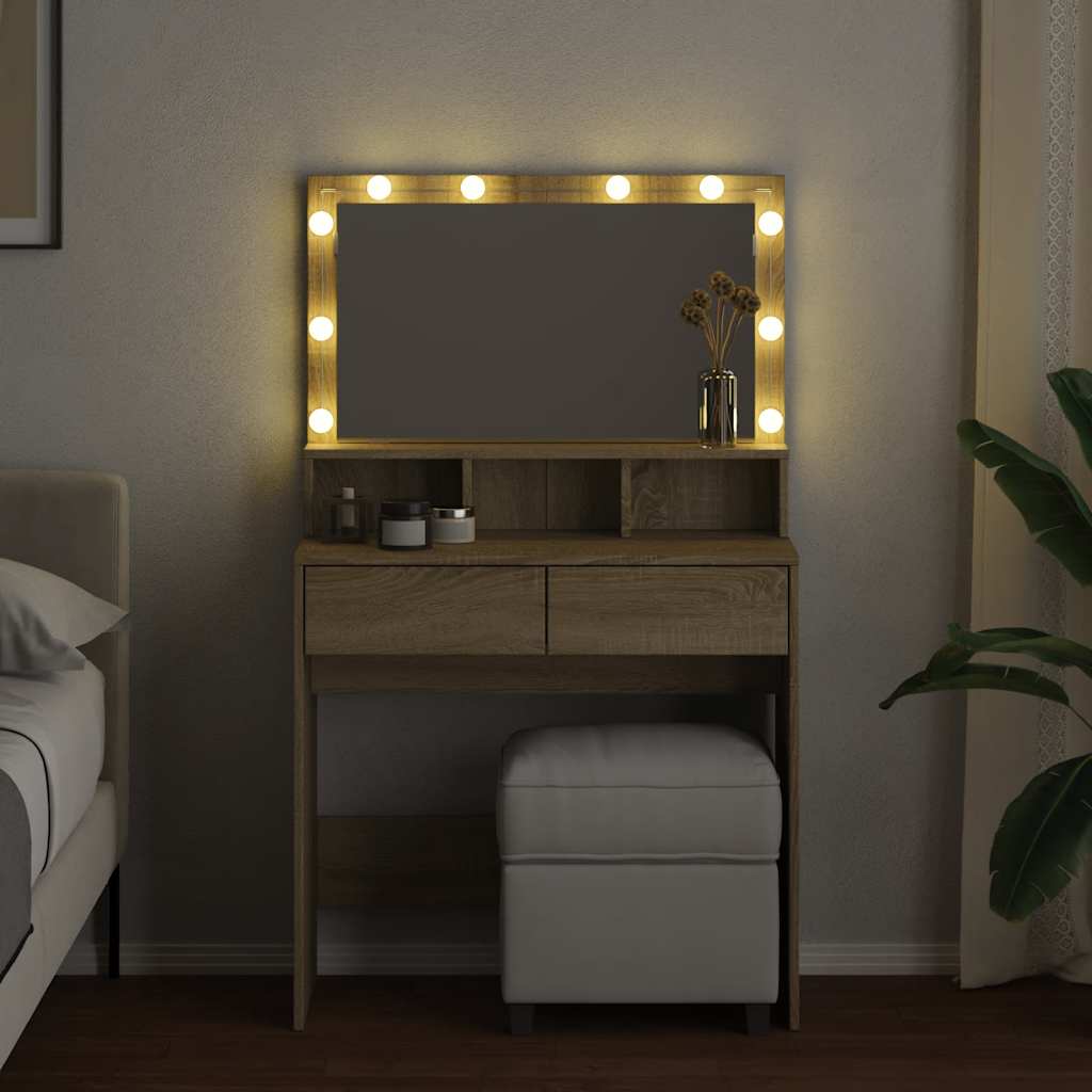 Toucador com LED 80x41x134,5 cm carvalho sonoma
