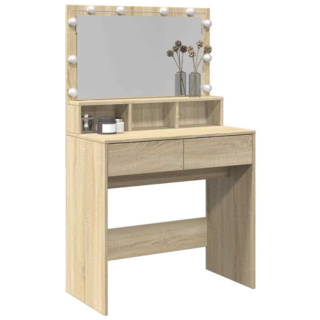 Toucador com LED 80x41x134,5 cm carvalho sonoma