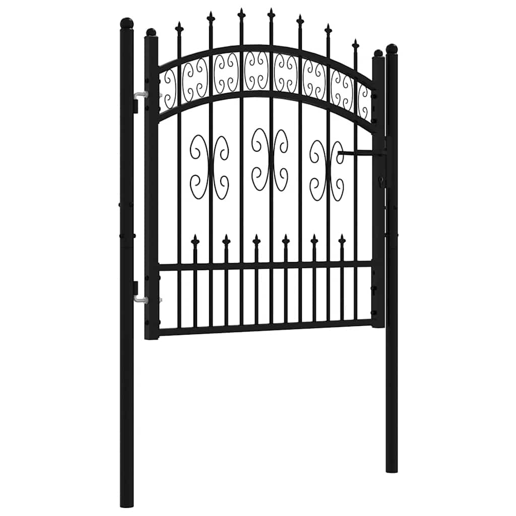 Portão de cerca kampen com ponta em forma de lança, preto, 103x100 cm, em aço.