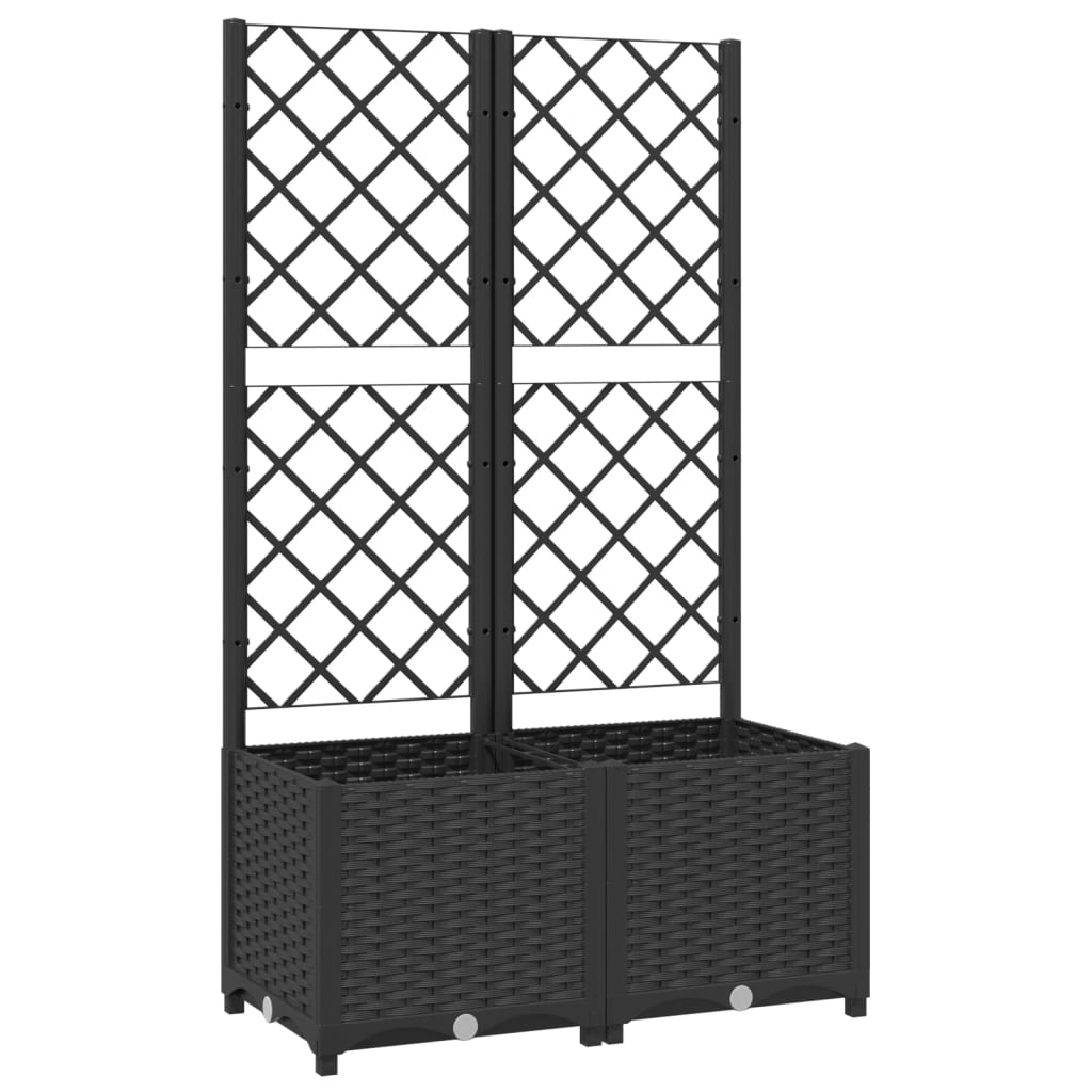 Vaso de jardim com treliça preto 80x40x136 cm PP
