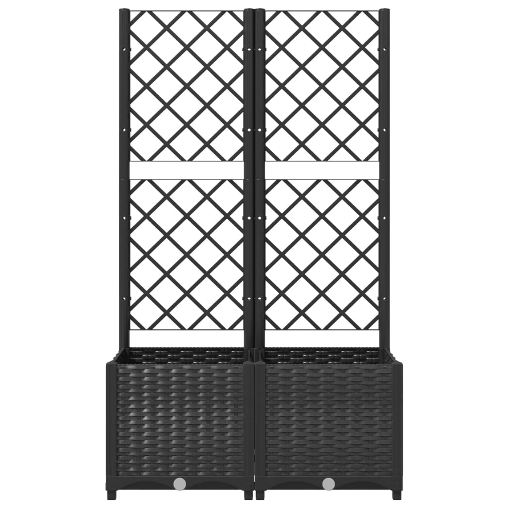 Vaso de jardim com treliça preto 80x40x136 cm PP