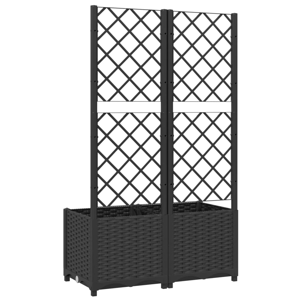Vaso de jardim com treliça preto 80x40x136 cm PP