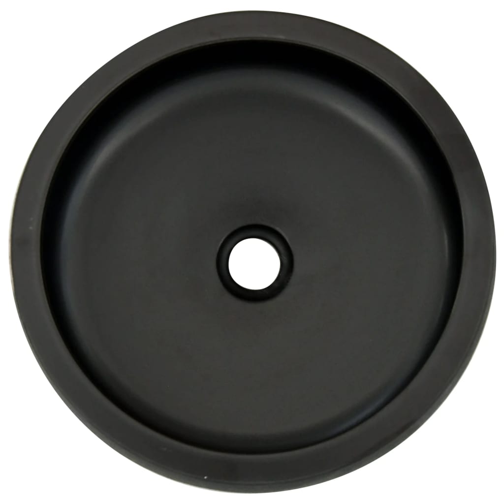 Lavatório de bancada redondo φ41x14 cm cerâmica preto/castanho